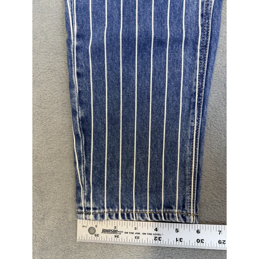 American Eagle Jeans Womens 4 Blue Light Wash Striped High Rise Mom Straight - Picture 6 of 10
